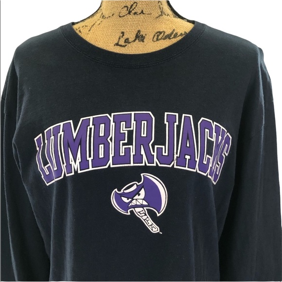 Champion Tops - Champion Navy & Purple SFA Lumberjack Size Large {Stephen F Austin} Tee Shirt